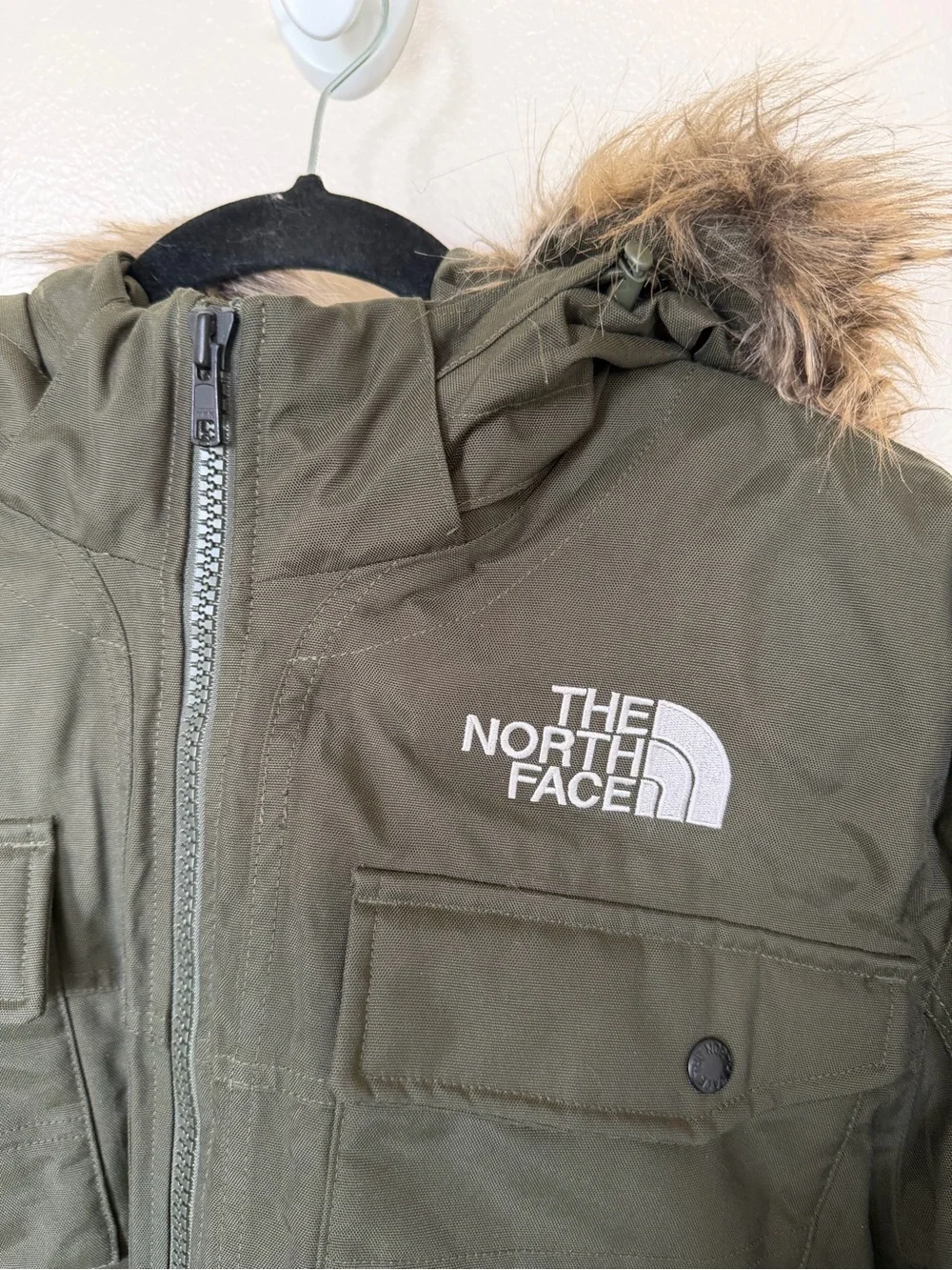 THE NORTH FACE Olive Green Mens McMurdo Down Parka Mens XXL Puffer Jacket Fur
